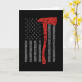 消防、消防士の斧とヘルメット、火 カード (黄色い花)