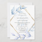 消音したエレガント薄紫とほこりっぽい青い葉 招待状 (正面)