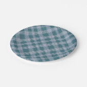 消音したシアンのプレイドパターン紙プレート ペーパープレート (アングル)