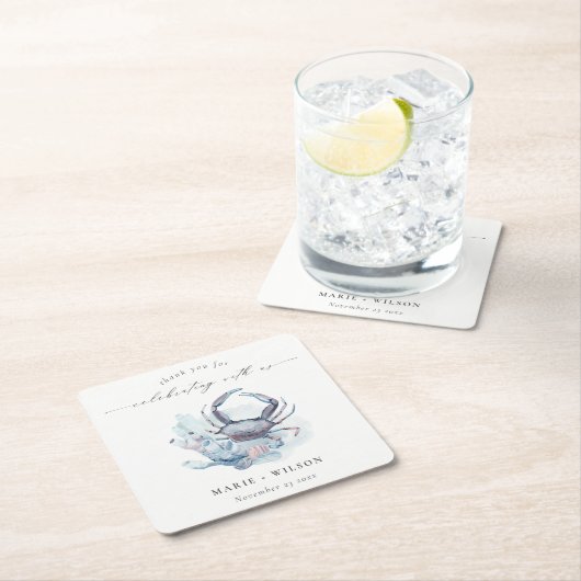 消音した水中のカニ航海のの結婚珊瑚 スクエアペーパーコースター (インサイチュ)