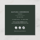 消音した水色のフローラモダンエレガントスタイリッシュ スクエア名刺 (裏面)