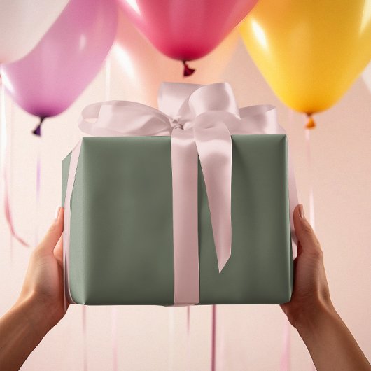 消音した緑がかった灰色 ラッピングペーパー