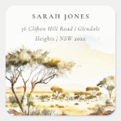 消音した自然水色のアフリカの風景アドレス スクエアシール (正面)