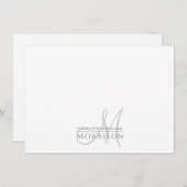 消音エレガントモダングレー黒モノグラム対 ノートカード (正面/裏面)
