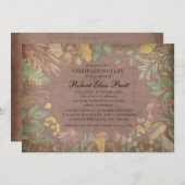 消音エレガント秋の花秋葬儀インビタティ 招待状 (正面/裏面)