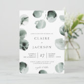 消音グリーンユーカリモダン結婚式招待状 招待状 (スタンド正面)