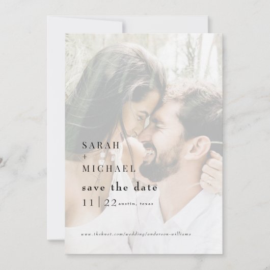 消音コンテンポラリー写真の結婚式の日付の保存 セーブザデート (正面)