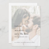 消音コンテンポラリー写真の結婚式の日付の保存 セーブザデート (正面/裏面)