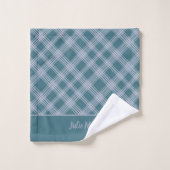 消音シアンの格子模様のカスタムバスタオルセット バスタオルセット (ウォッシュタオル)