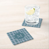 消音シアンの格子模様モノグラムコースター スクエアペーパーコースター (インサイチュ)