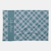 消音シアンプレイドパターン名前をカスタムするキッチンタオル キッチンタオル (横)
