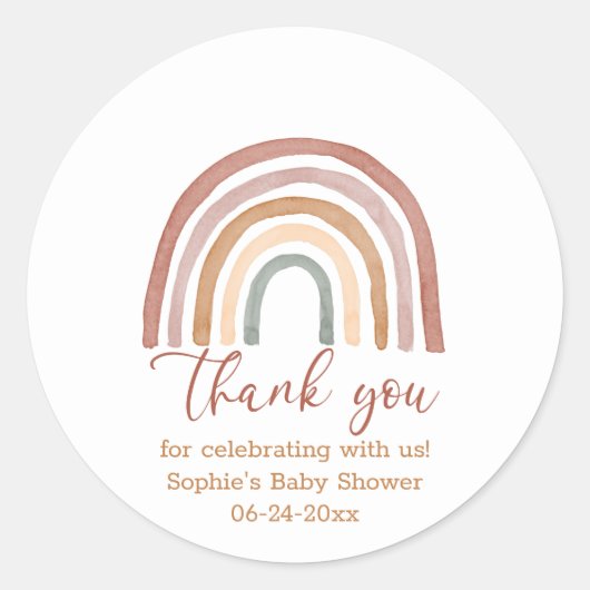 消音トーンBoho Rainbowありがとう ラウンドシール (正面)