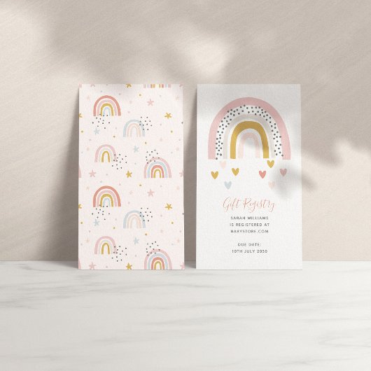 消音モダンレインボー赤ちゃんシャワーギフトレジストリ 名刺