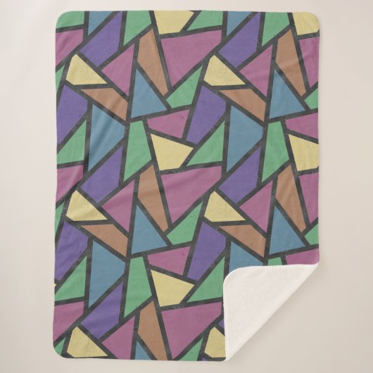 消音色のレインボーカラーのモザイクパターン シェルパブランケット (正面)