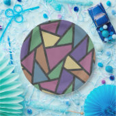 消音色のレインボーカラーのモザイクパターン ペーパープレート (パーティー)