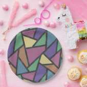 消音色のレインボーカラーのモザイクパターン ペーパープレート (パーティー)