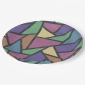 消音色のレインボーカラーのモザイクパターン ペーパープレート (アングル)