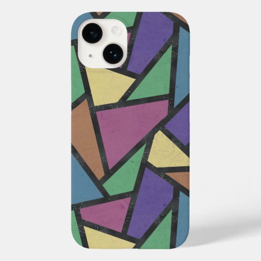 消音色のレインボーカラーのモザイクパターン Case-Mate iPhoneケース (裏面)