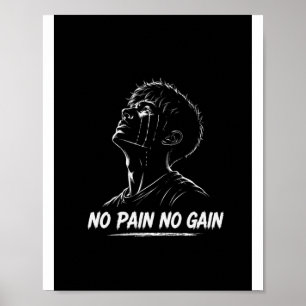 涙する男のモチベーションポスター No Pain No Gain ポスター