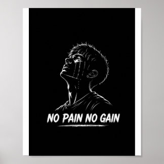 涙する男のモチベーションポスター No Pain No Gain ポスター