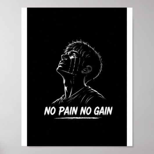 涙する男のモチベーションポスター No Pain No Gain ポスター (正面)
