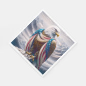 涙とアメリカ国旗を持つハゲのワシ スタンダードランチョンナプキン (角)