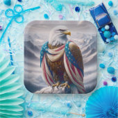 涙とアメリカ国旗を持つハゲのワシ ペーパープレート (パーティー)