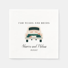 涙とビールたった今結婚しましたカクテルナプキン スタンダードカクテルナプキン