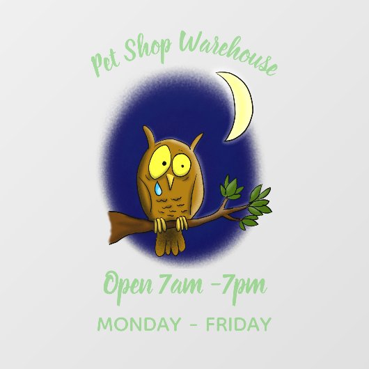 涙と月の悲しいフクロウ恋しく思ルは漫画だ ウィンドウサイン (シート)