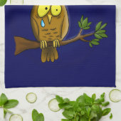 涙と月の悲しいフクロウ恋しく思ルは漫画だ キッチンタオル (折り畳み)