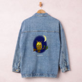 涙と月の悲しいフクロウ恋しく思ルは漫画だ デニムジャケット (ハンガー)