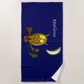 涙と月の悲しいフクロウ恋しく思ルは漫画だ ビーチタオル (正面)