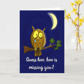 涙と月を伴う悲しいフクロウの恋しく思漫画 カード (黄色い花)