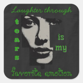 涙の四角いステッカーによる笑い スクエアシール