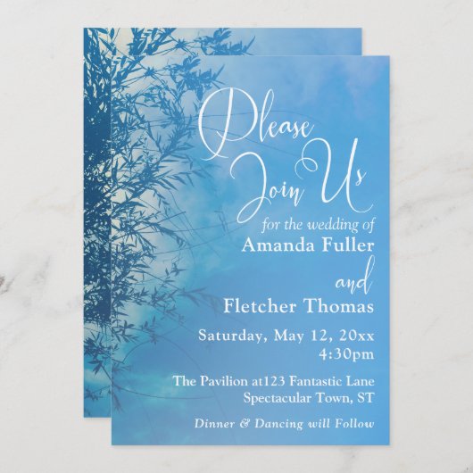 涙の柳　儚い夢の空　ウェディング２ 招待状 (正面/裏面)