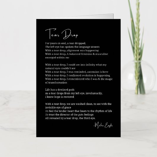 涙の雫が目覚める第三の眼詩 箔グリーティングカード (正面)
