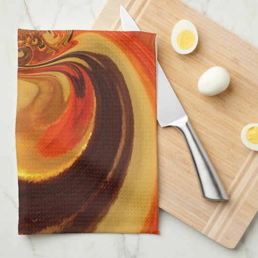 涙の雫の中心がある抽象的なうずまきのアートプリント キッチンタオル (四つ折り)