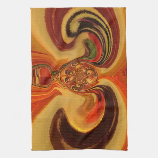 涙の雫の中心がある抽象的なうずまきのアートプリント キッチンタオル (縦)