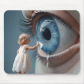 涙をぬぐう大目の子 マウスパッド (正面)