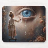 涙を拭く女遠くにの子 マウスパッド (正面)
