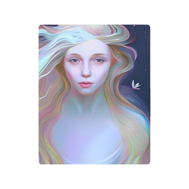 涙を流した穏やかな女性 メタルプリント (正面)