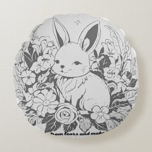 涙を遠くに浮かべて幸せを作る丸い枕 ラウンドクッション (正面)