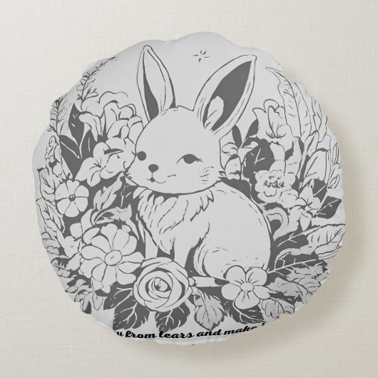 涙を遠くに浮かべて幸せを作る丸い枕 ラウンドクッション (裏面)