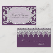 涙ドロップレース、プラムパープルエスコートテーブル席 プレイスカード (正面/裏面)