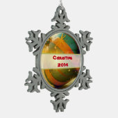 涙パーソナライズされた滴型クリスマス飾り スノーフレークピューターオーナメント (左)