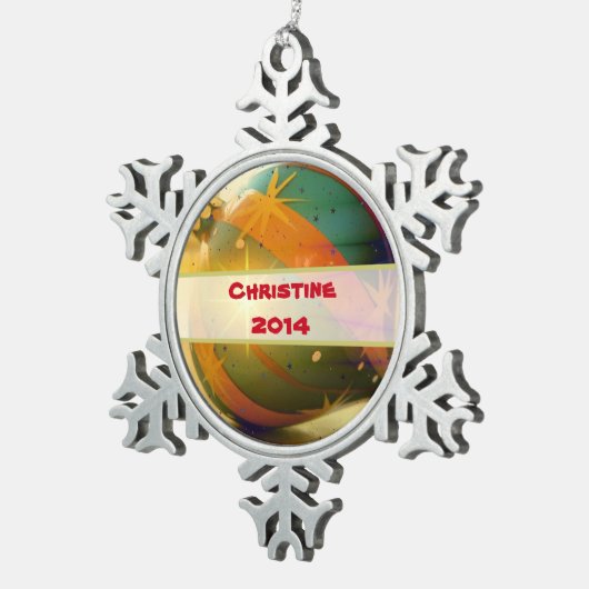 涙パーソナライズされた滴型クリスマス飾り スノーフレークピューターオーナメント (右)