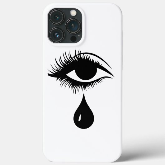 涙ユニーク滴付き目まつ毛ブラック/ホワイト Case-Mate iPhoneケース (裏面)