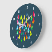 涙滴水色カラフルお洒落 ラージ壁時計 (傾斜)