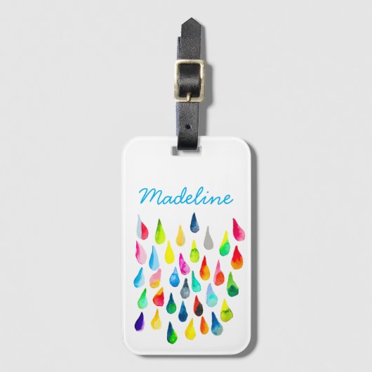 涙滴水色カラフル お洒落 ラゲッジタグ (正面縦)