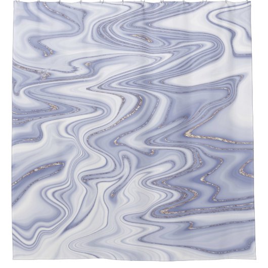 液モダン体白灰色大理石グリッター シャワーカーテン (正面)